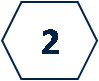 Plain white pentagon with a dark blue border and the number two in the middle.