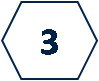 Plain white pentagon with a dark blue border and the number three in the middle.