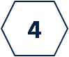 Plain white pentagon with a dark blue border and the number four in the middle.