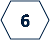Plain white pentagon with a dark blue border and the number six in the middle.