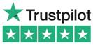 The image displays the Trustpilot logo, which consists of the word "Trustpilot" in a sans-serif font alongside a five-star rating. The star on the left is larger and in green, symbolizing the Trustpilot brand, while the other five smaller stars are in a row to the right of the brand name, also in green, indicating a five out of five-star rating.