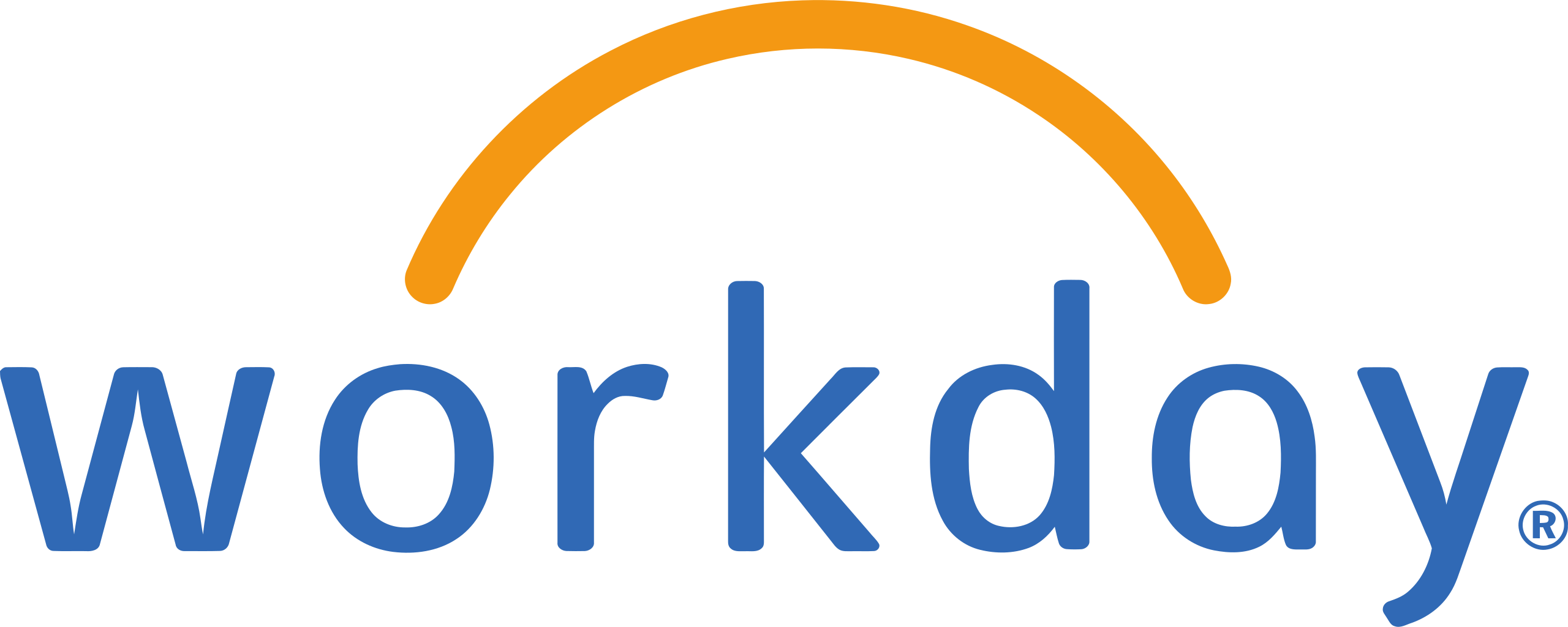 The image features the logo of Workday, a renowned cloud-based software platform specialising in enterprise resource planning (ERP) and human capital management (HCM). The logo consists of the word "Workday" in bold blue lowercase letters, with a distinctive orange arch above the "w," symbolising innovation and forward-thinking solutions. Workday is a leader in helping organisations streamline HR, finance, and operational processes. This logo represents Workday's reputation as a trusted partner for digital transformation and ERP implementations