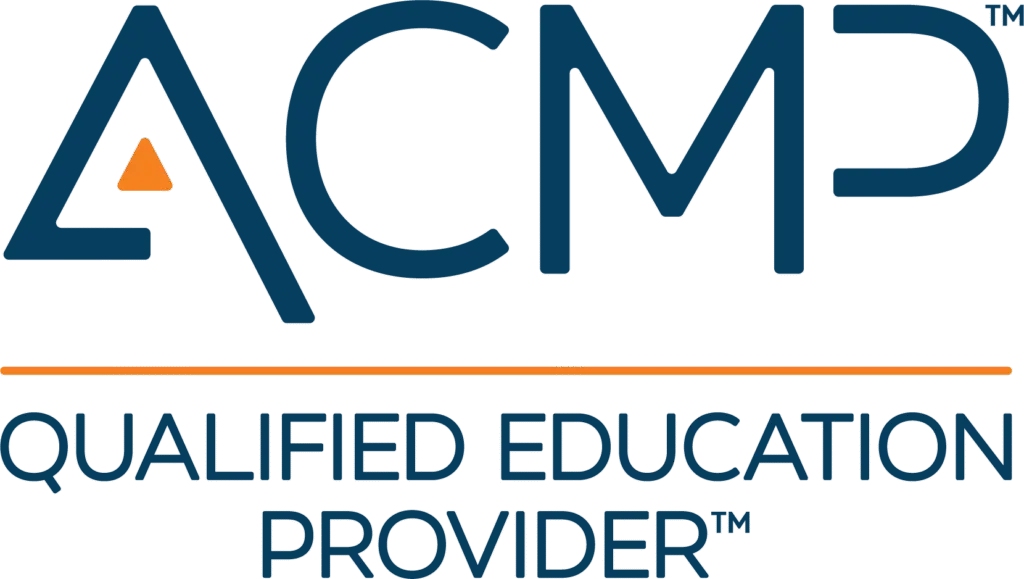 The image is the logo of the Association of Change Management Professionals (ACMP), specifically indicating a "Qualified Education Provider" (QEP).